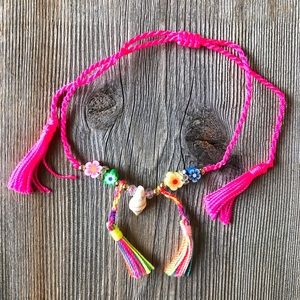 NEW Handmade Braided Bracelet Anklet Neon Pink